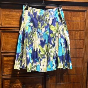 Cato Blue and Green Floral A-Line Skirt
